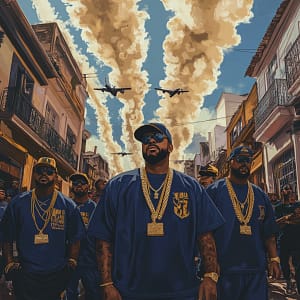 A vibrant performance scene featuring an artist on stage, embodying the energy of Brazilian funk with the beat "Camilla" and showcasing the benefits of a beat subscription.